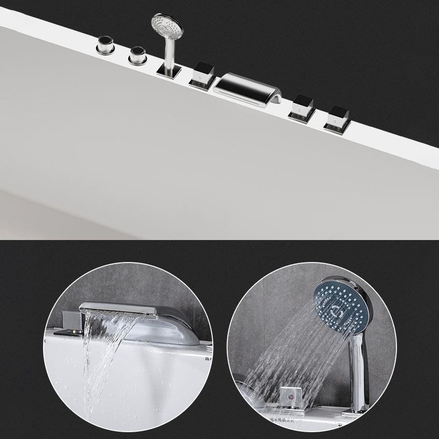 Modern Rectangular Acrylic Bathtub Stand Alone Soaking White Bath