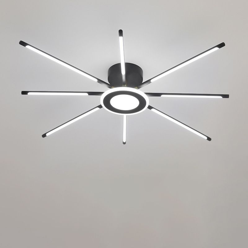 Modern Creative LED Semi Flush Mount Acrylic Linear Ceiling Light in Black and Gold