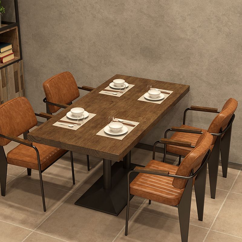 Industrial 1/2/5 Pieces Furniture Solid Wood Rectangle Dining Room Furniture Set in Brown