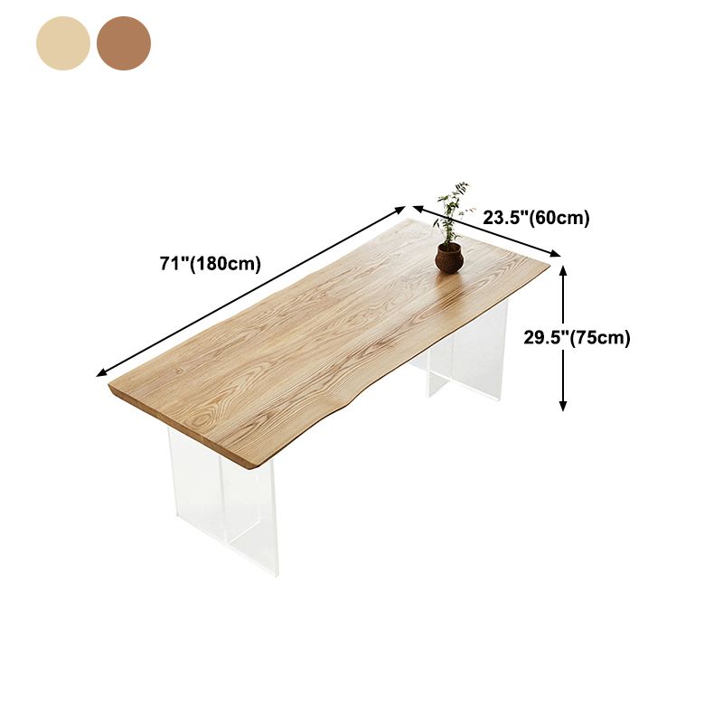 Wood Dining Table Contemporary Dining Table with Double Pedestal Base