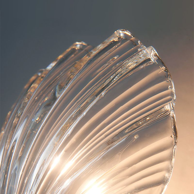 Solid Brass and Glass Wall Sconce 1 - Light Shell Shape Wall Light in Gold