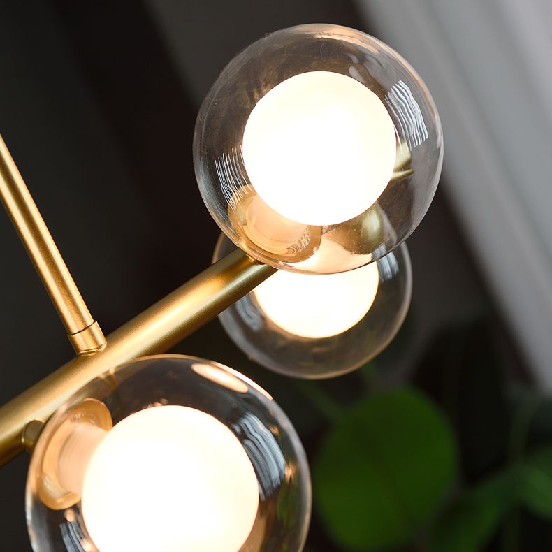Luz de globo de hierro forjado de isla creativa moderna Luz de globo colgante con sombra de vidrio doble