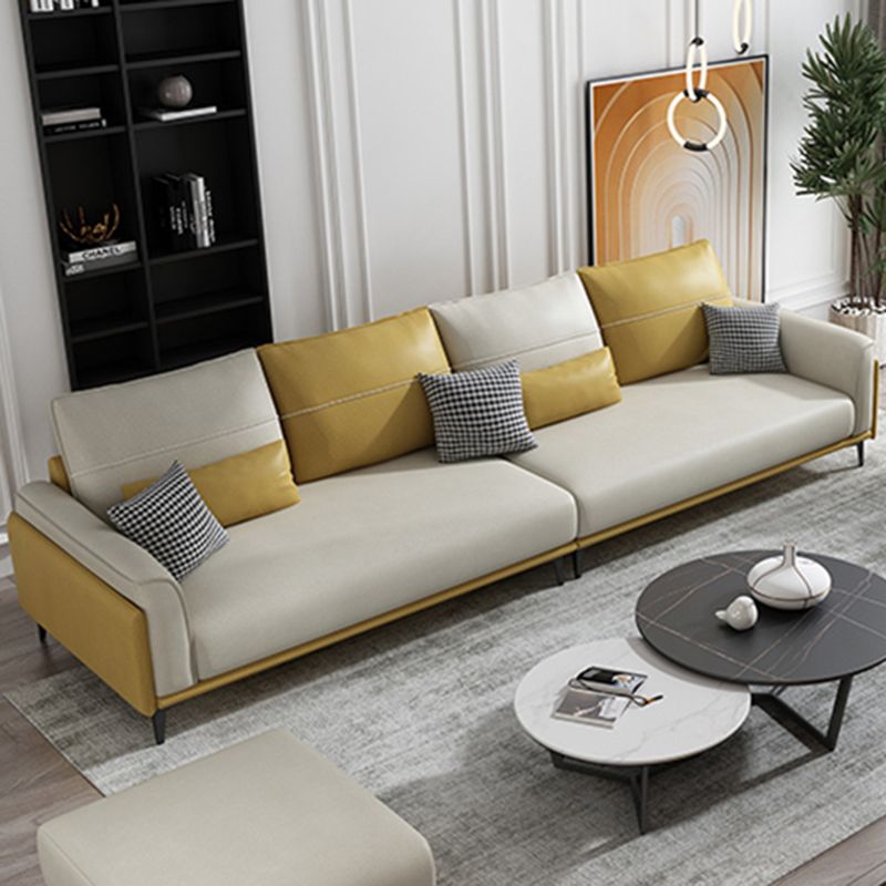 Stain Resistant Slipcovered Faux Leather Flared Arm White Seating