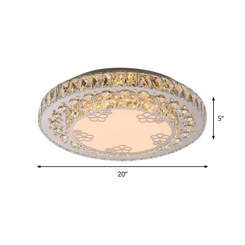 Kristall Runde Flush Lampe Moderne Schlafzimmer Petal Muster LED Unterputz Deckenleuchte Licht in Nickel