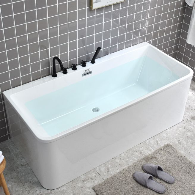 Rectangular Acrylic Modern Bathtub Stand Alone Soaking White Bath