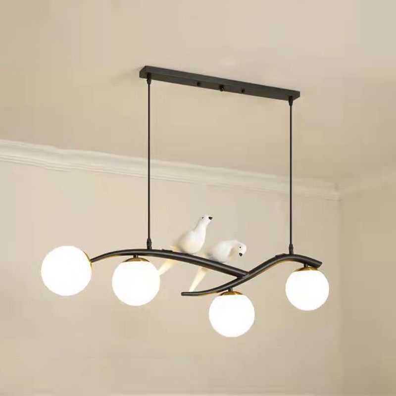 Industrial Kitchen Island Lighting Black/Golden Glass Shaded Ceiling Light for Foyer