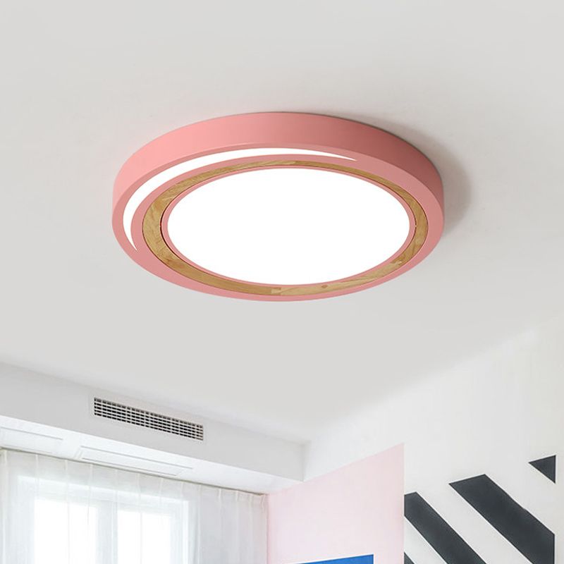Acrylique Circle LED Ceiling Mount Light Macaron Style Ceiling Lamp for Boys Girls Bedroom