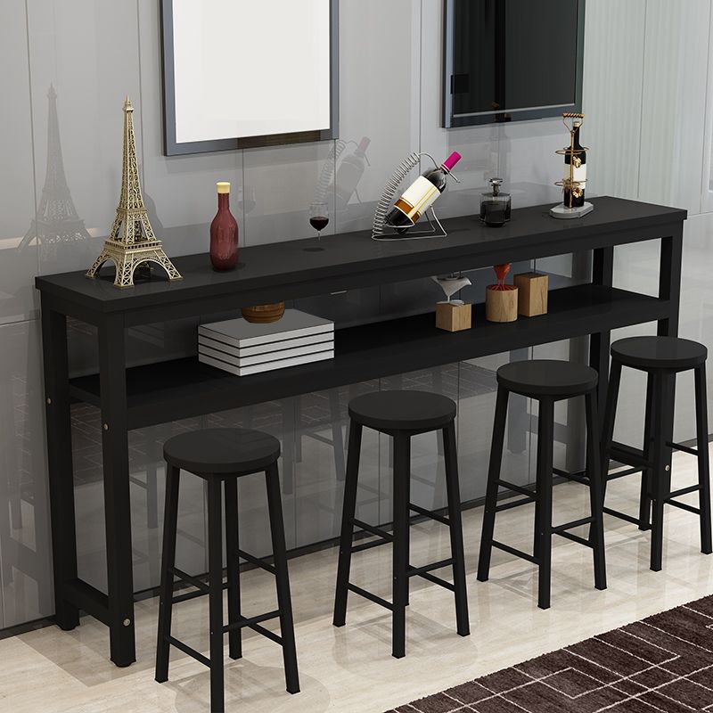 Contemporary Style Wood Rectangle Pub Bar Table for Living Room