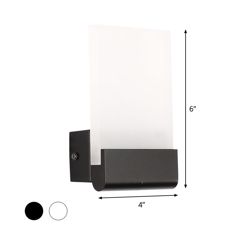 Rectangle Pad Wall Mount Light Minimalist Acrylic Black/White LED Sconce Lamp for Bedside, Warm/White Light