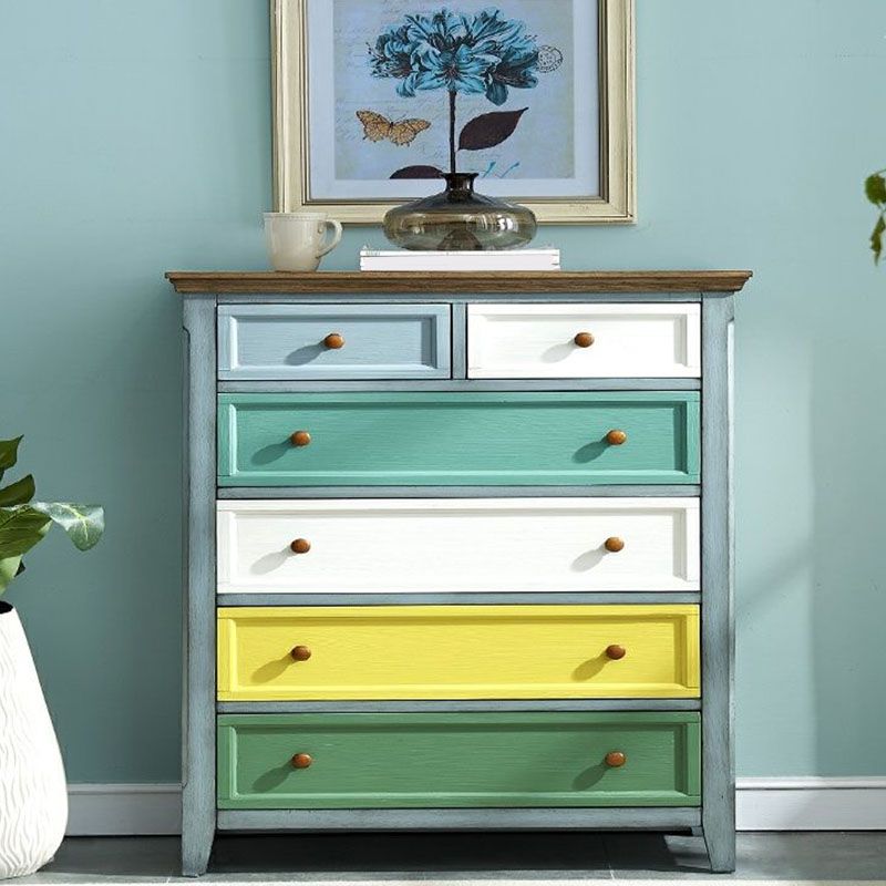 Vertical Nautical Storage Chest Bedroom Solid Wood Chest with Drawers