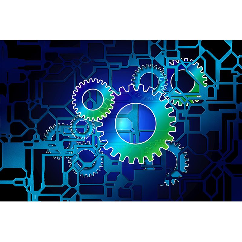 Industrial Gear Wall Mural Wallpaper Mildew Resistant Wall Covering for Repair Shop