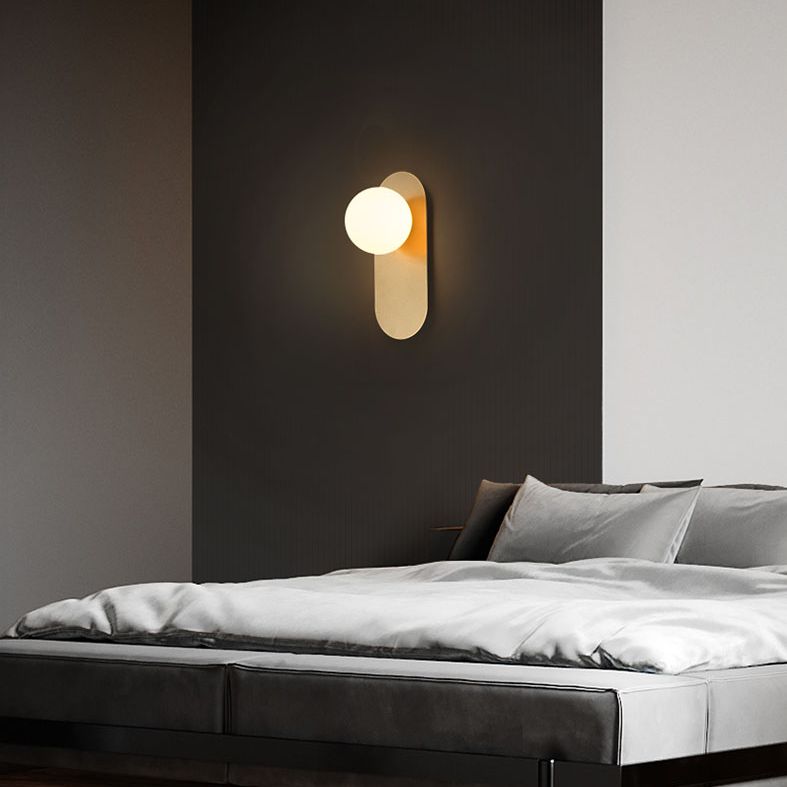 Glass Round Sconce Light Fixture Minimalist-Style Wall Mounted Light Fixture for Bedroom