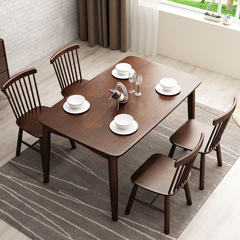 Rectangle Wood Dining Table Contemporary Dinner Table with 4 Legs