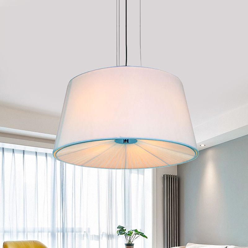 Tissu tambour pendant du lustre nordique 4 lumières suspension de salon en blanc / bleu / beige avec design d'abricot