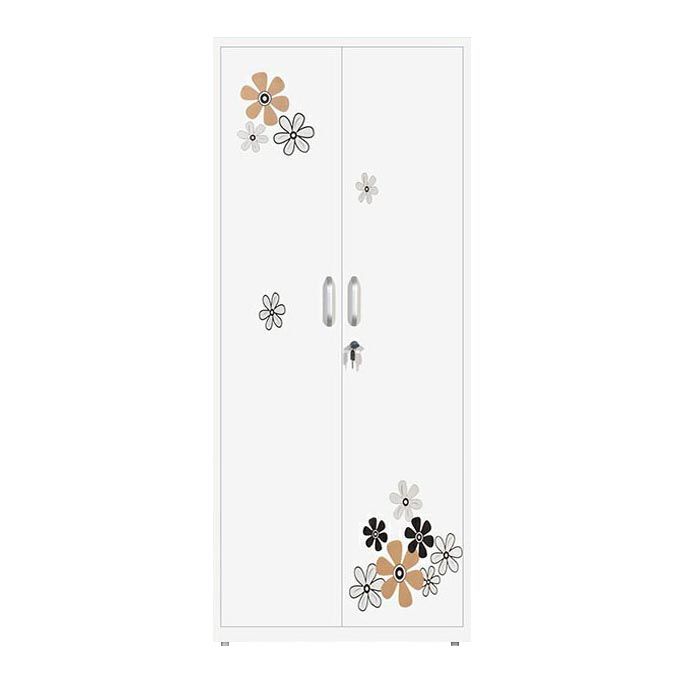 Modern Armoire Steel 2 Doors White Small Wardrobe Armoire with Lock