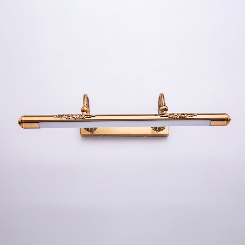1 Light Linear Wall Lighting Modern Style Metal Mirror Wall Mount Light Fixture in Brass