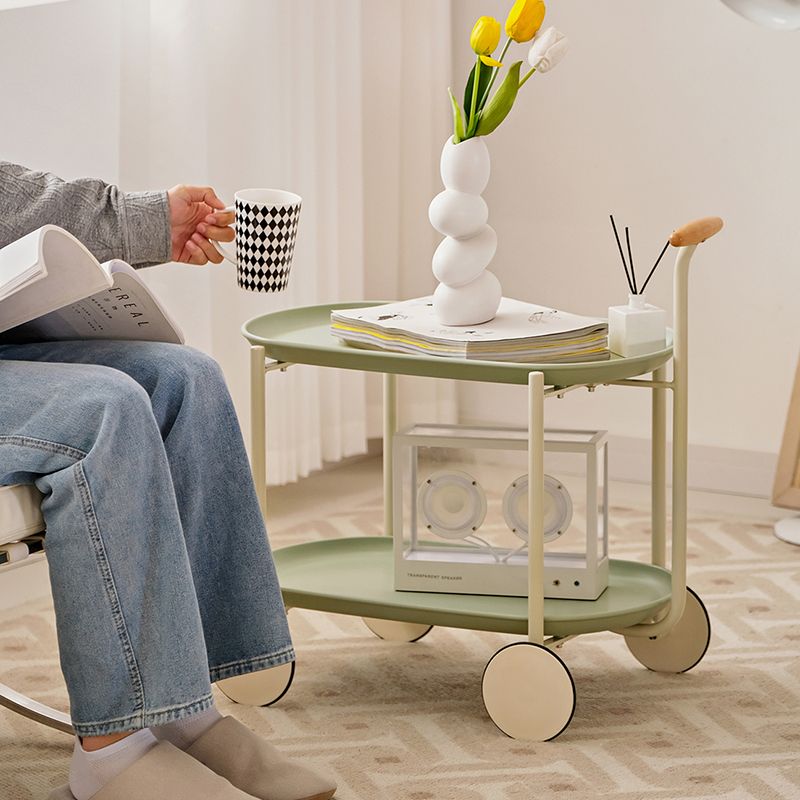 Contemporary Metal Side Table Oval Top Sofa Side Accent Table