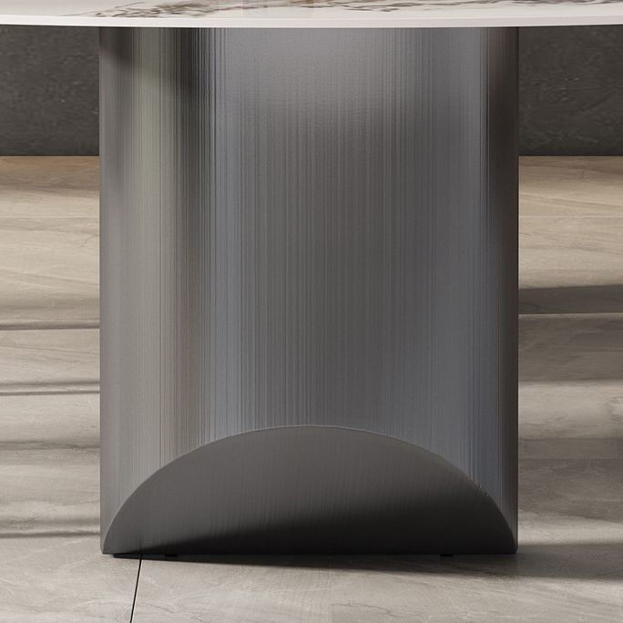 Modern Sintered Stone Top for Kitchen Dining Set Rectangle Standard Dining Set in White