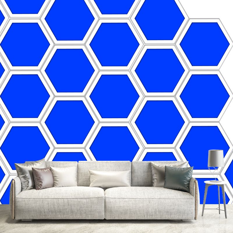 Hexagon Geometry Wall Wall Covering for Living Room, Moisture Resistant
