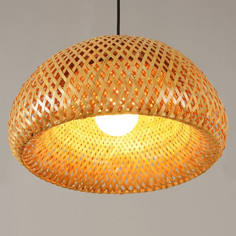 Chinese Bamboo Pendant Light Dome Ceiling Light Fixture for Dining Room