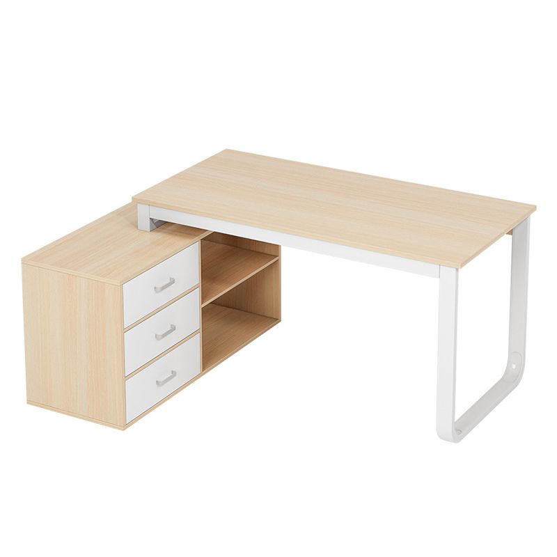 Corner Contemporary Writing Desk Manufactured Wood Desk with Drawer