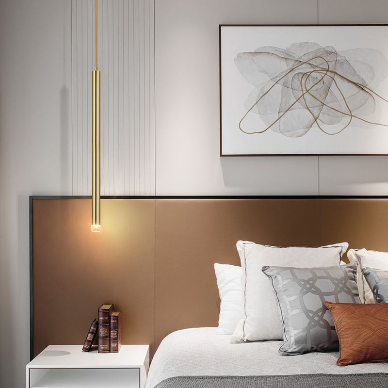 Luz de cilindro Luz contemporánea de estilo contemporáneo 1 accesorio de iluminación colgante de luz en oro