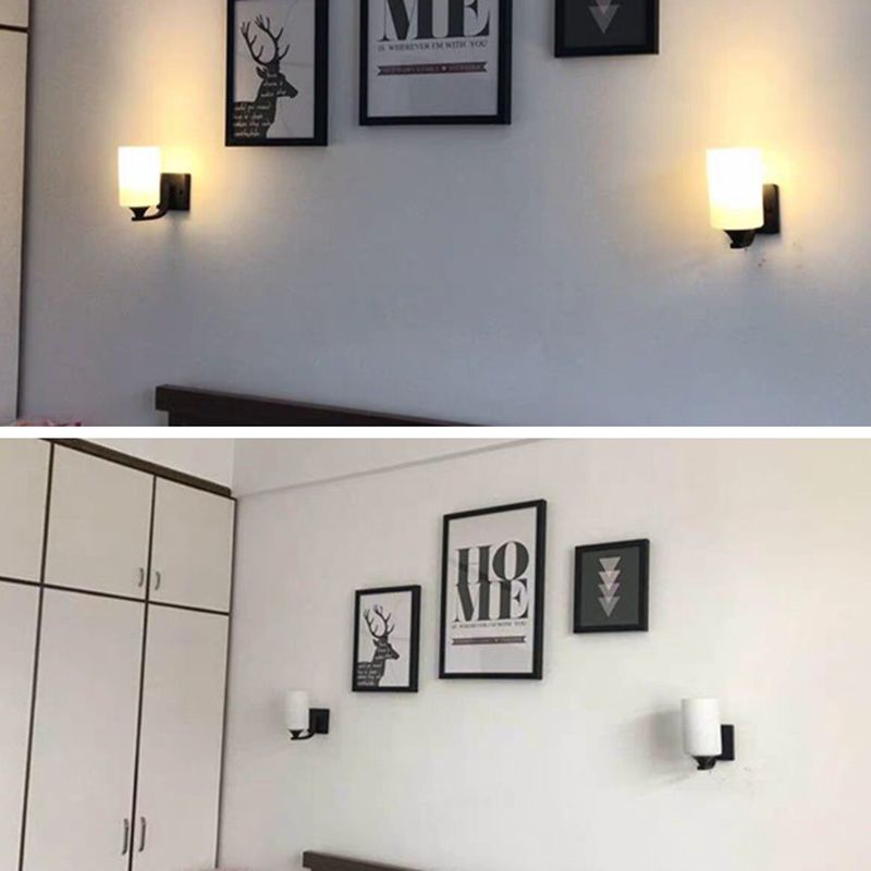 Zylinder Schwarze Leuchtenbeleuchtung Industriemilchglas Wandleuchte Lampe