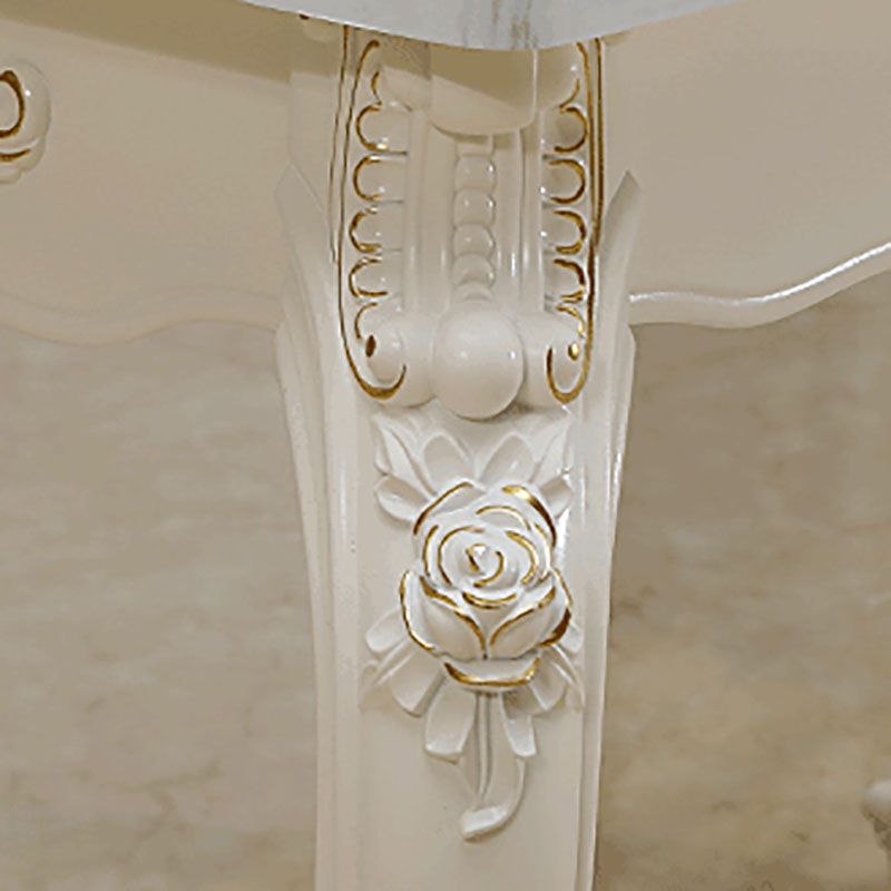 Stone Top Dining Table Rectangle Dining Table with 4 Legs in White