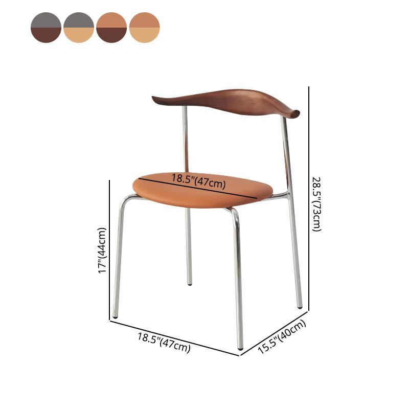 Silla sin brazos de comedor de metal moderno, silla lateral de comedor de cuero sintético para uso en restaurantes