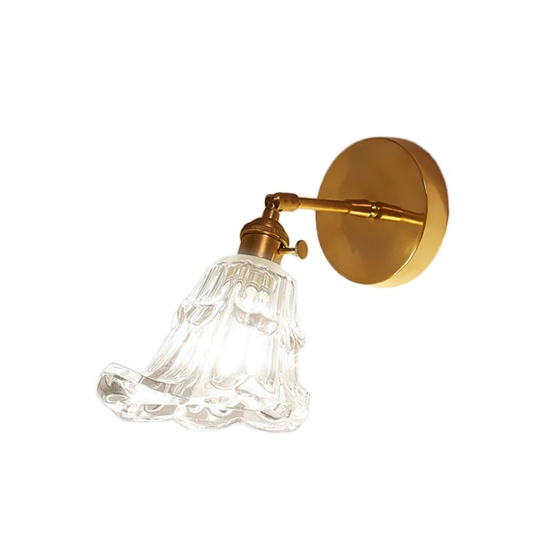 Clear Textured Glass Brass Shonce Light Art Deco 1 lámpara de pared industrial de 1 luces de lámpara de pared