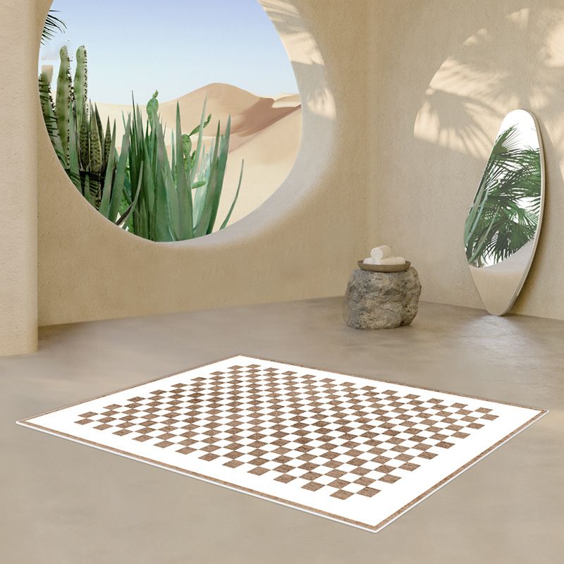 Modern Home Decoration Carpet Checkered Pattern Area Rug Polyester Non-Slip Backing Indoor Carpet