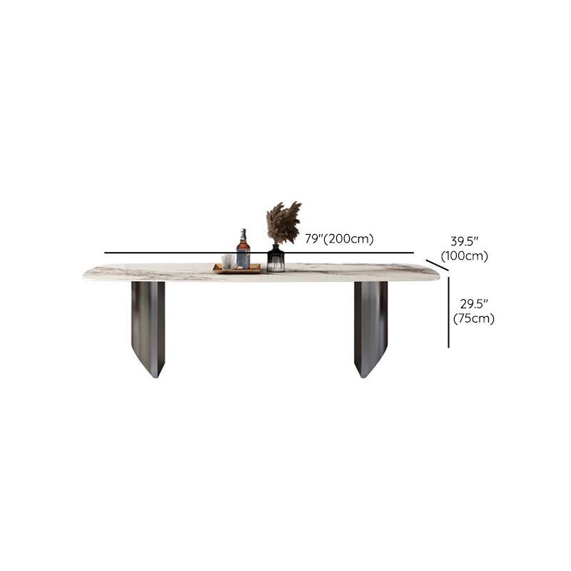 Modern Style Rectangle Table Sintered Stone Dining Table with Metal Legs
