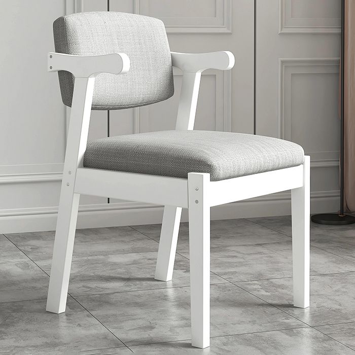 Silla de madera moderna para interiores y exteriores, silla lateral de comedor acolchada con respaldo abierto para el hogar
