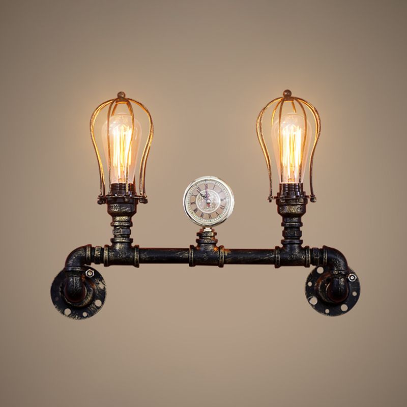Éclairage mural de restauration rétro de tuyau de fer Éclairage mural en bronze en bronze