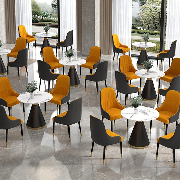 Metal Modern Round Dining Table Sintered Stone Table for Dining Room and Kitchen