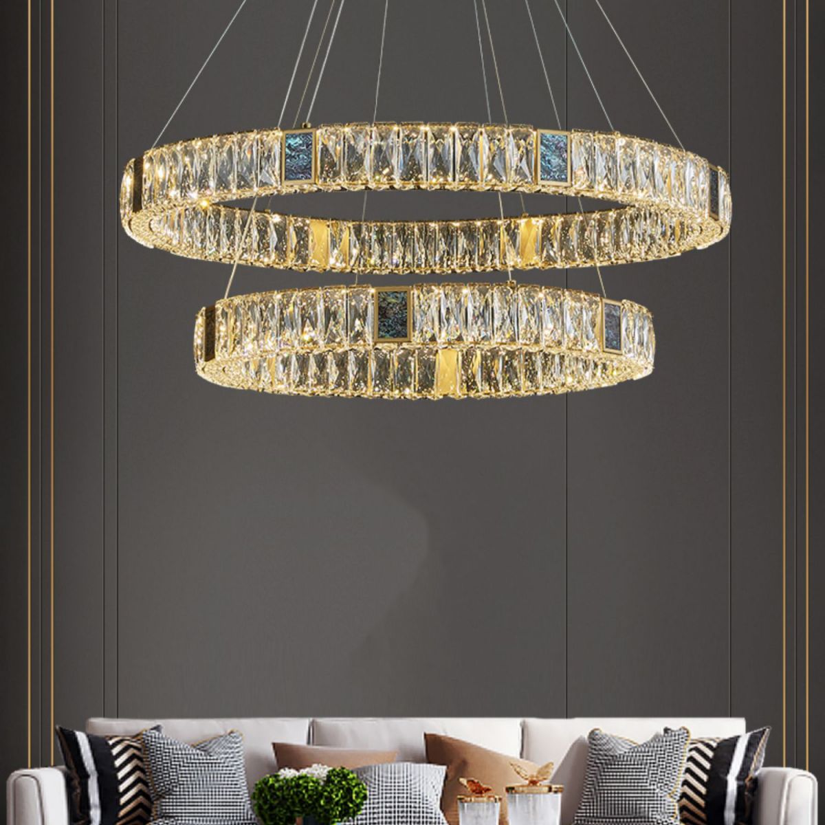 Round Shade Hanging Light Modern Style Crystal Pendant Light for Dining Room