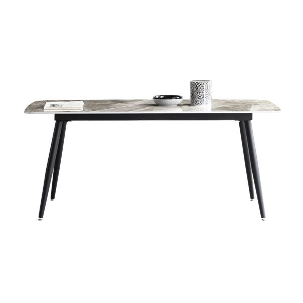 Mesa de comedor estándar industrial de forma rectangular de piedra sinterizada con base de 4 patas
