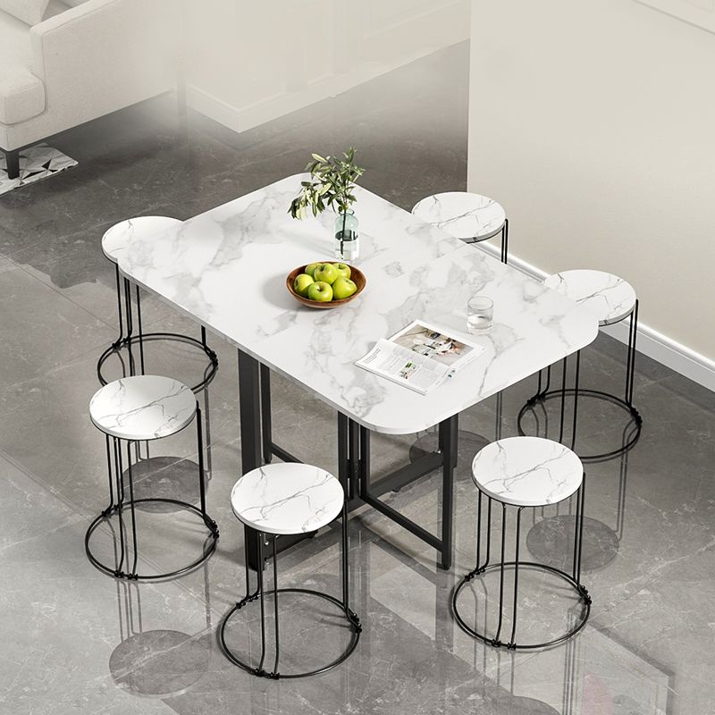 Contemporary Style Traditional Height Dining Set with Foldable Table and Trestle Base