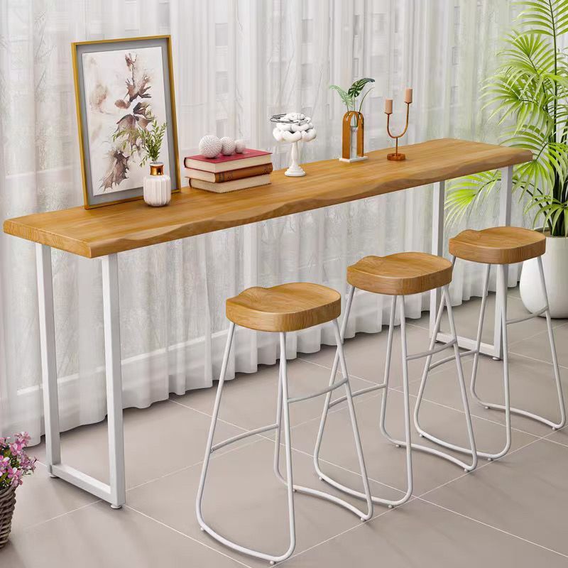 Contemporary Rectangle Wood Counter Table Indoor Bar Dining Table