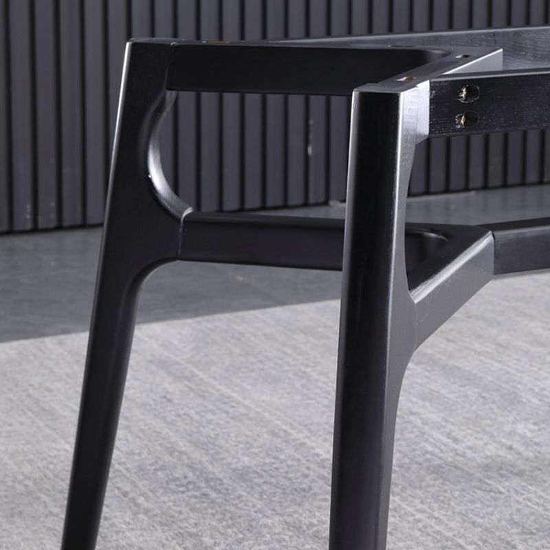 Industrial Rectangle Dining Table Gray Stone Top Table with Black Frame
