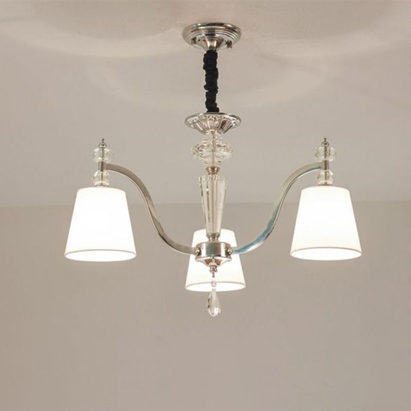 Conische kroonluchter verlichtingsarmatuur moderne stof 3/6 koppen chroom suspensie hanger met kristalval