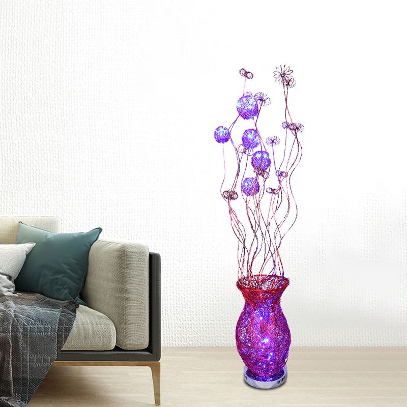 Lámpara de pie de aluminio lámpara de pie decorativa de lectura de flores LED LITING en rojo/amarillo/azul