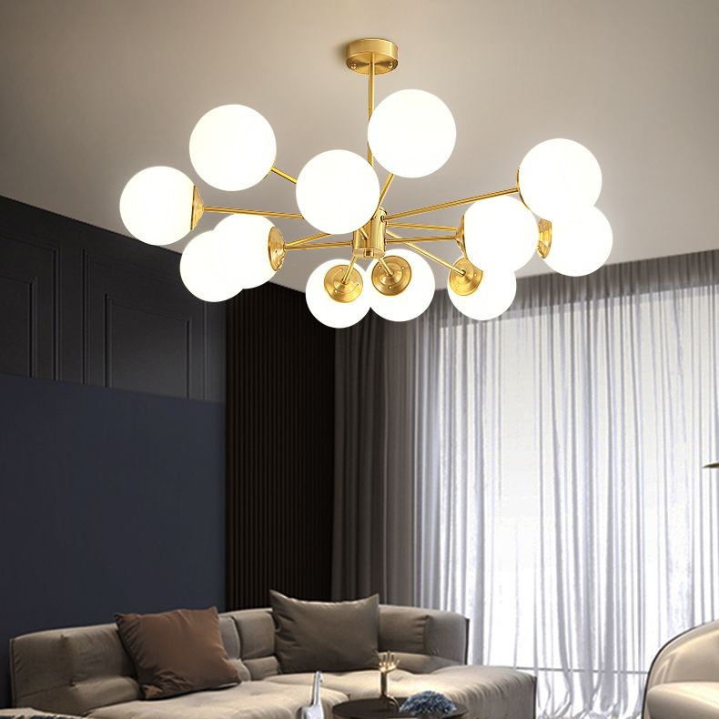 Globe kroonluchter verlichtingsarmaturen Designer Style Multi-Hoofd Suspension Light met witte glazen schaduw