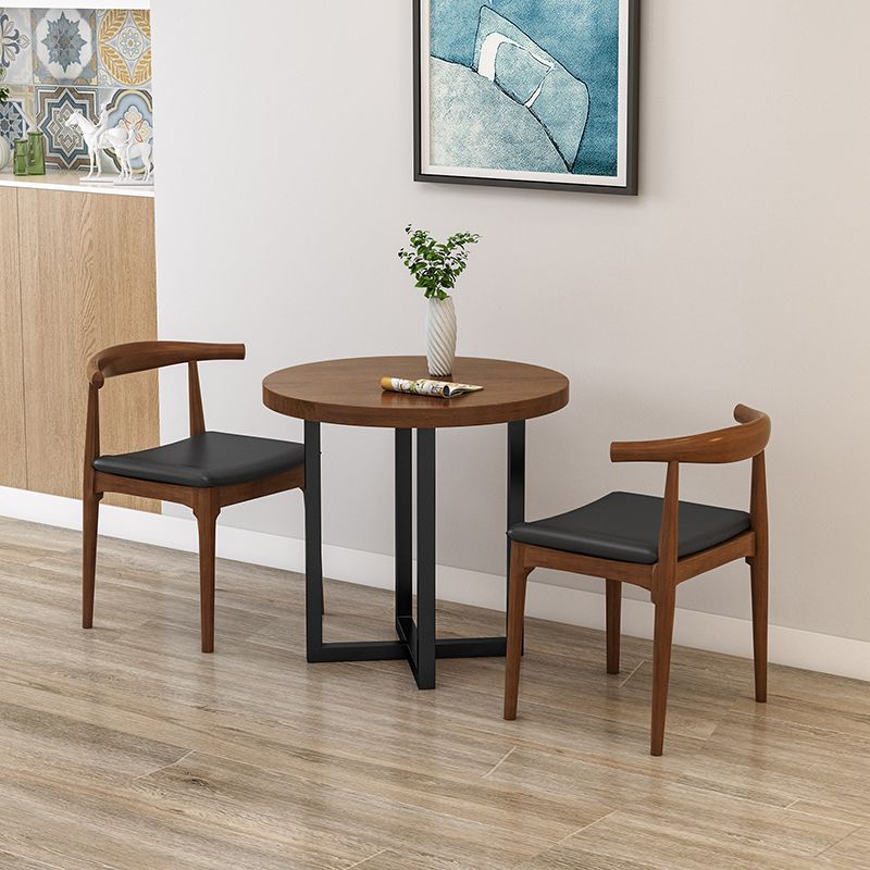 Round Solid Wood Top Dining Table Modern Sled Base Dining Table