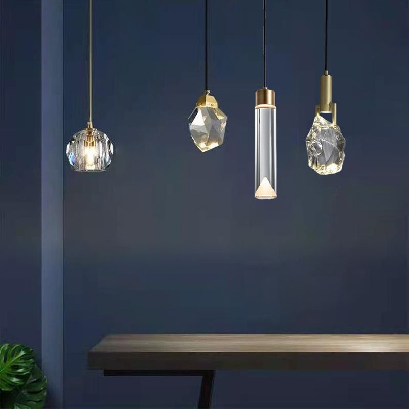 Modern Luxury Style Down Lighting Pendant 1 Light Suspension Pendant with Crystal Shade