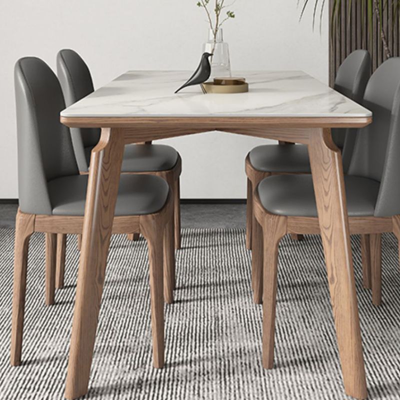 Rectangle Solid Wood Legs Table Contemporary Stone Dining Table for Dining Room
