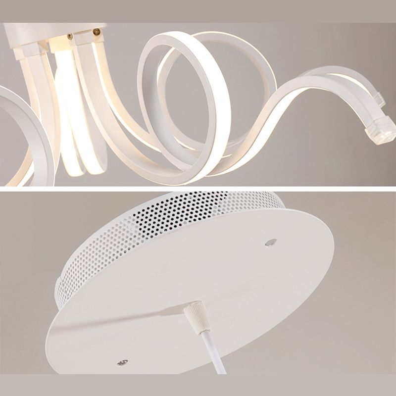 Acrylic White LED Hanging Lamp in Modern Simplicity Aluminium Linear Pendant Light for Dining Room