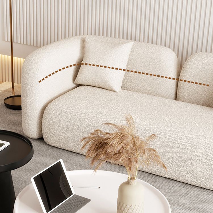 Contemporary 28.74" H White Wool Tuxedo Arm Sofa for Living Room