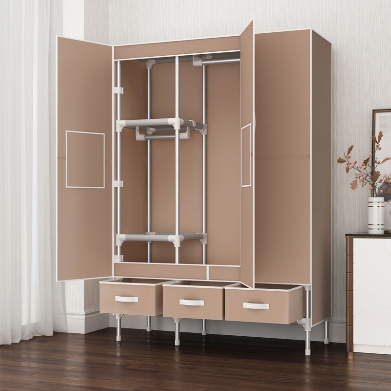 Contemporary Metal Wardrobe for Home Matte Finish Cabinet with Legs