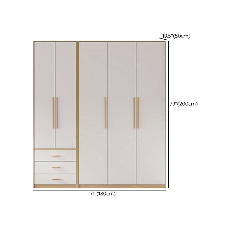 Contemporary Freestanding Wardrobe Engineered Wood White Wardrobe
